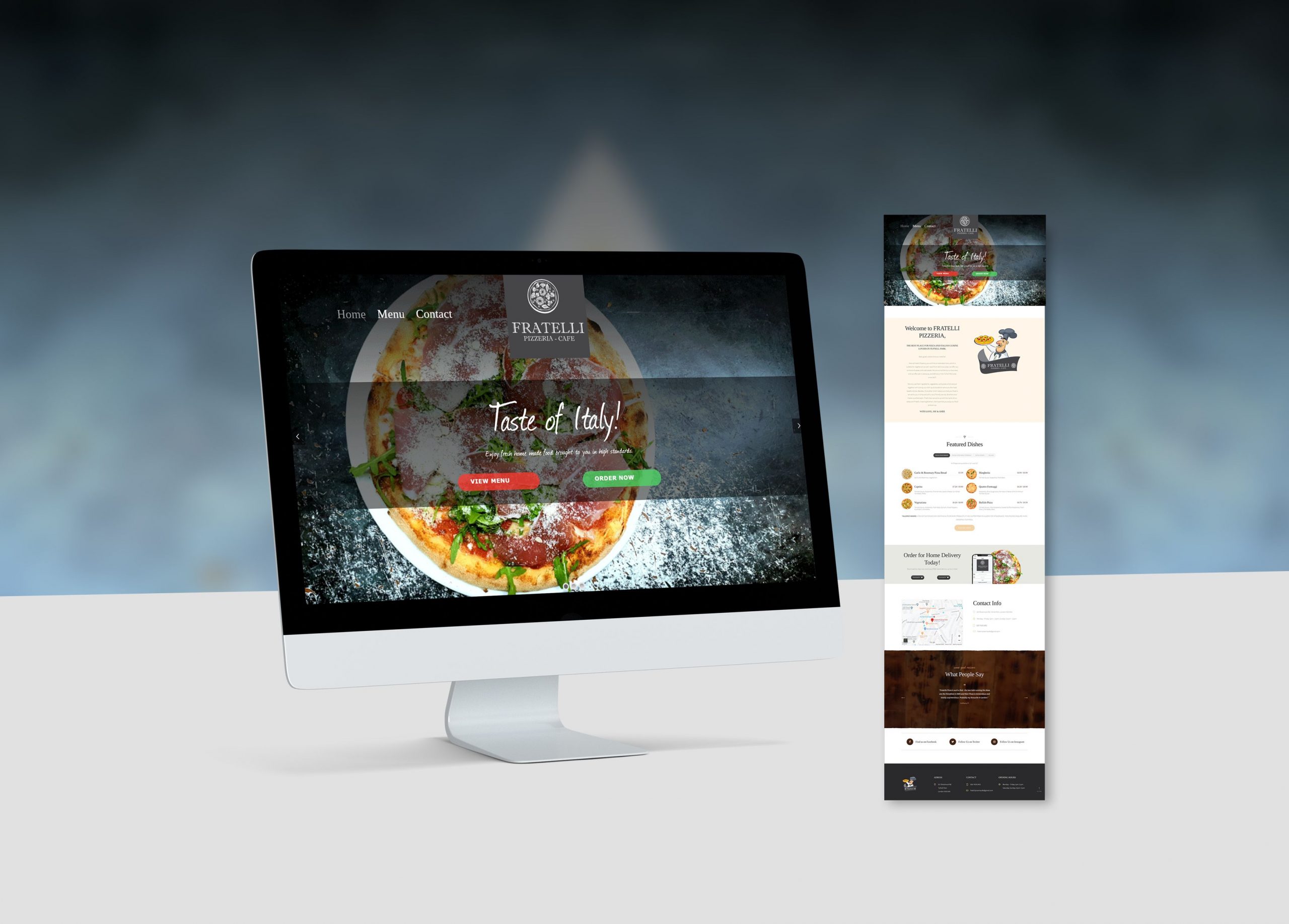 Fratelli Pizzaria Tufnell ParkMockup Website Design