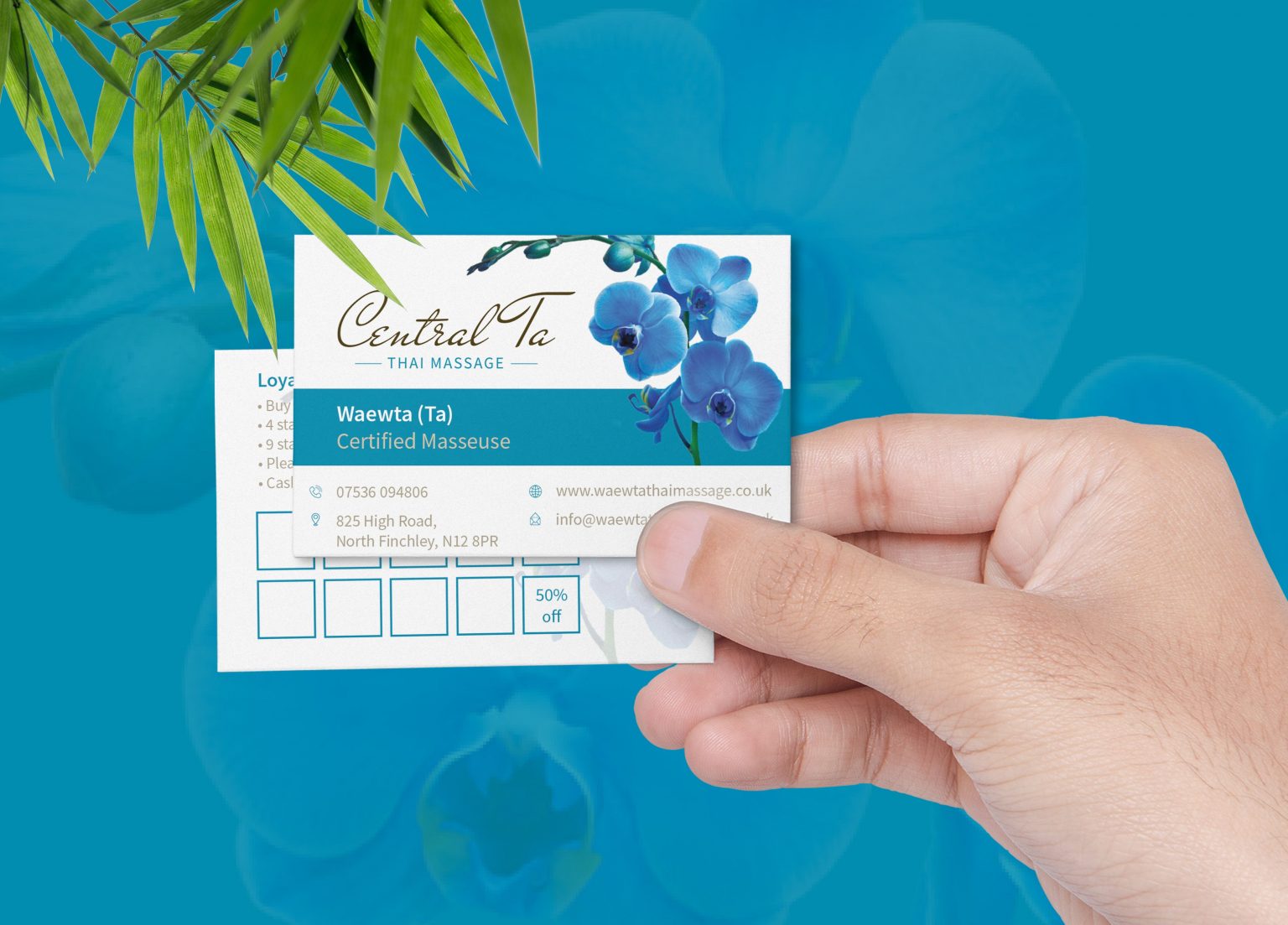 Central Ta Thai Massage Business CardMockup Central Ta Thai Massage Business Card Mock-up